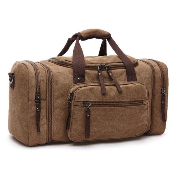 Leather Duffle Bag Carry On Luggage Weekend Canvas Travel Bag - Gift Wows