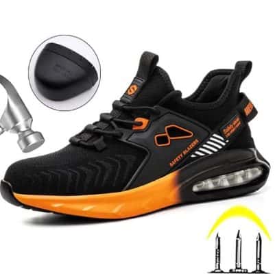 Orange Air Cushion Steel Toe Shoes Anti-Puncture Industrial Safety Toe ...